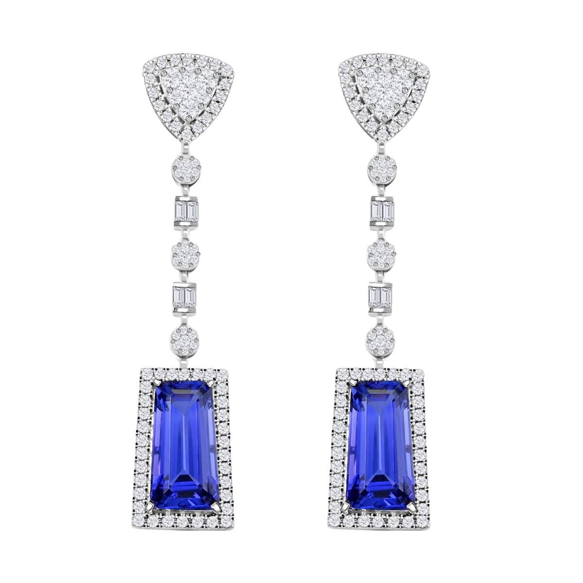 Chairman Vault Collection Certified & Appraised Rhapsody 950 Platinum AAAA Tanzanite and E-F VS Diamond Dangle Earrings 17.96 Grams 16.05 ctw image number 0