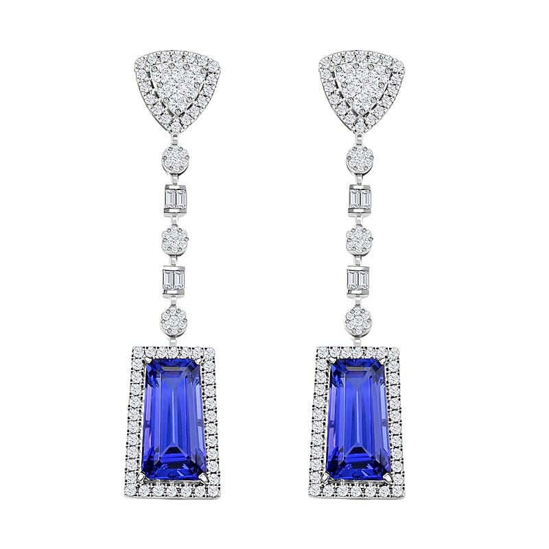 Chairman Vault Collection Certified & Appraised Rhapsody 950 Platinum AAAA Tanzanite and E-F VS Diamond Dangle Earrings 17.96 Grams 16.05 ctw