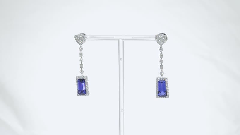 Chairman Vault Collection Certified & Appraised Rhapsody 950 Platinum AAAA Tanzanite and E-F VS Diamond Dangle Earrings 17.96 Grams 16.05 ctw