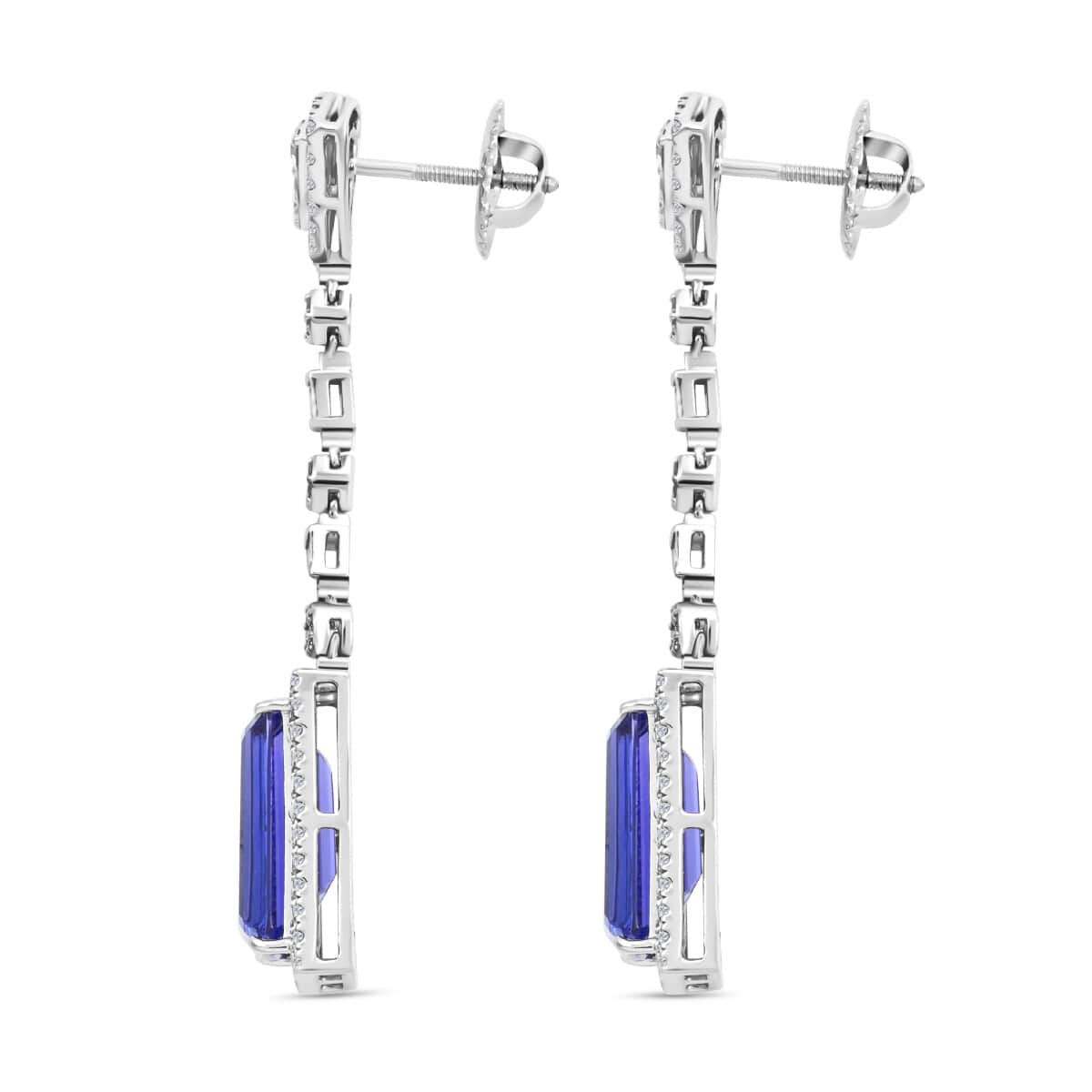 Chairman Vault Collection Certified & Appraised Rhapsody 950 Platinum AAAA Tanzanite and E-F VS Diamond Dangle Earrings 17.96 Grams 16.05 ctw image number 3