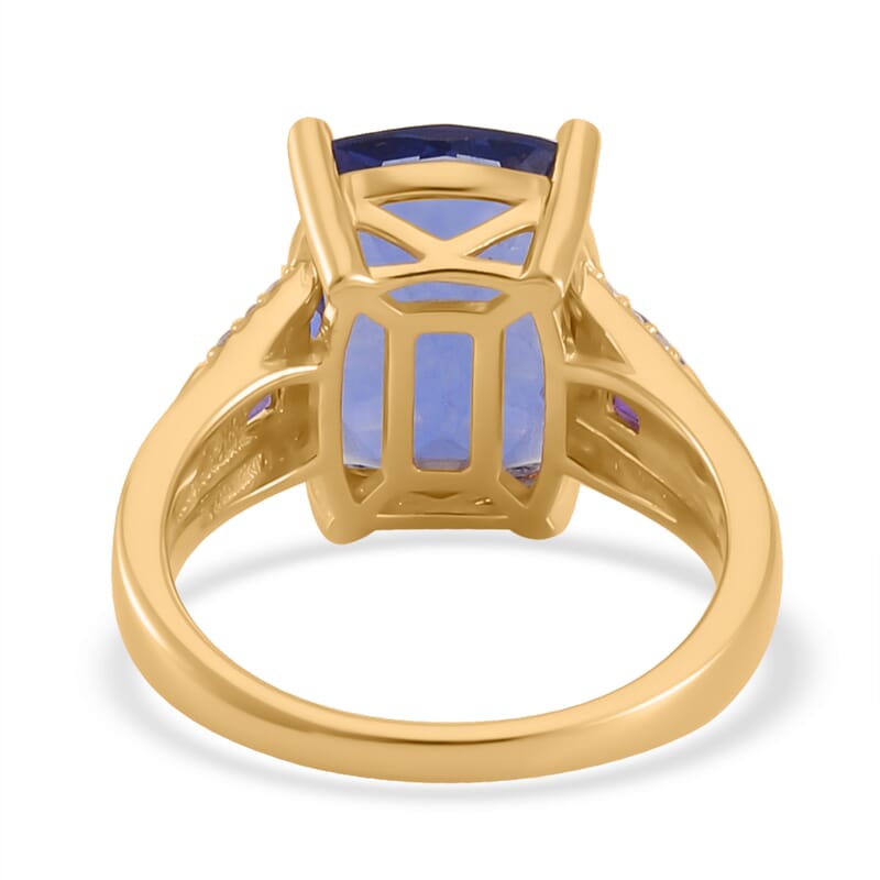 Color Change Fluorite (IR) and Multi Gemstone Ring in Vermeil Yellow Gold Over Sterling Silver (Size 10.0) 8.00 ctw