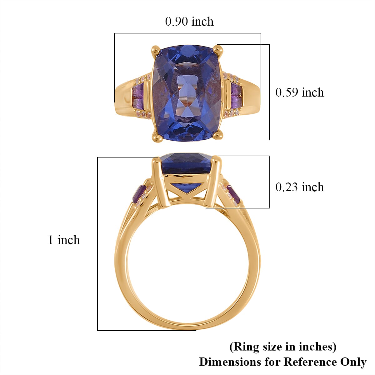Color Change Fluorite (IR) and Multi Gemstone Ring in Vermeil Yellow Gold Over Sterling Silver (Size 10.0) 8.00 ctw