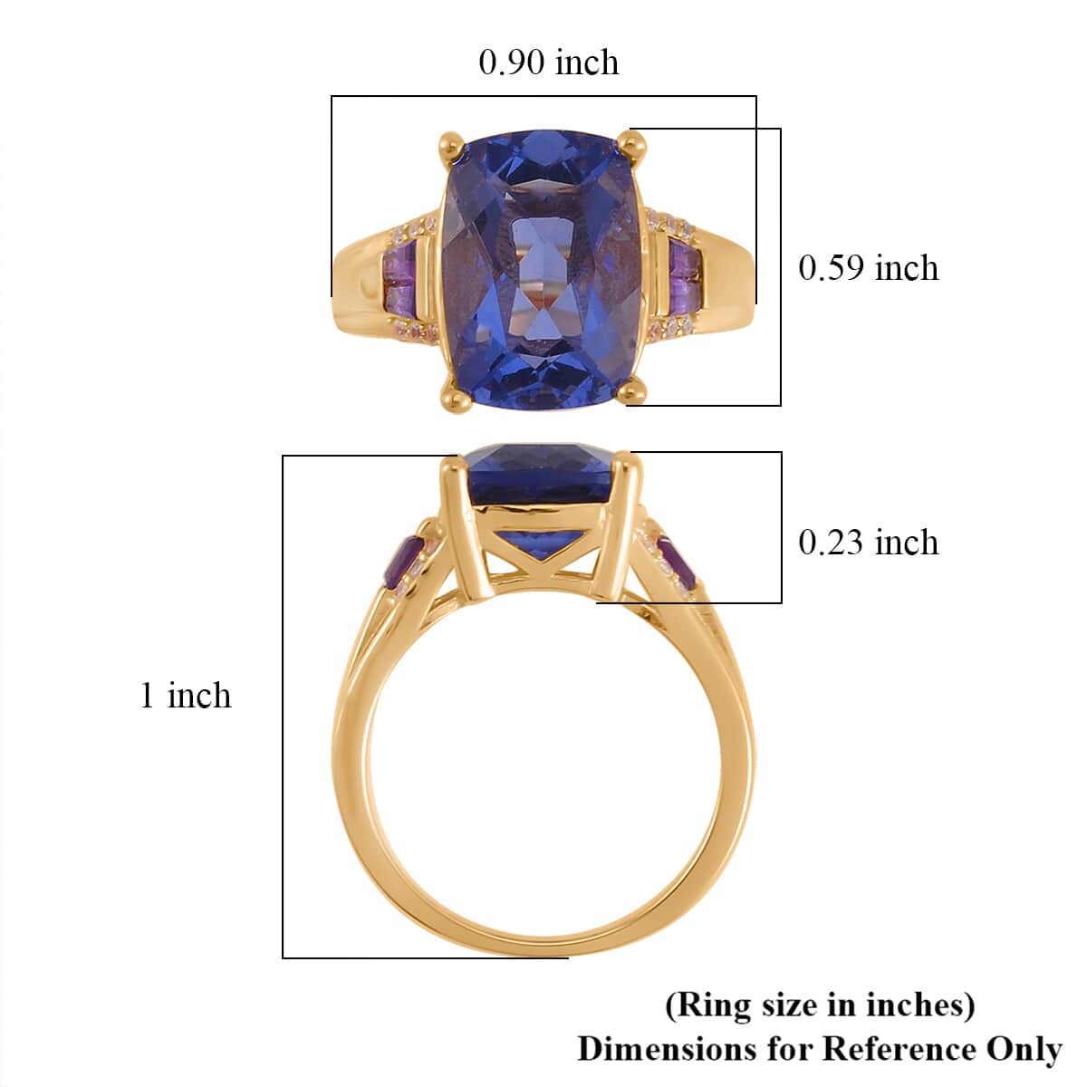 Color Change Fluorite (IR) and Multi Gemstone Ring in Vermeil Yellow Gold Over Sterling Silver (Size 10.0) 8.00 ctw image number 5
