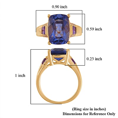 Color Change Fluorite (IR) and Multi Gemstone Ring in Vermeil Yellow Gold Over Sterling Silver (Size 10.0) 8.00 ctw