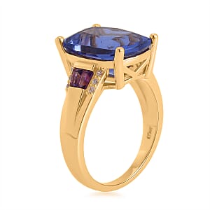 Color Change Fluorite (IR) and Multi Gemstone Ring in Vermeil Yellow Gold Over Sterling Silver (Size 7.0) 8.00 ctw
