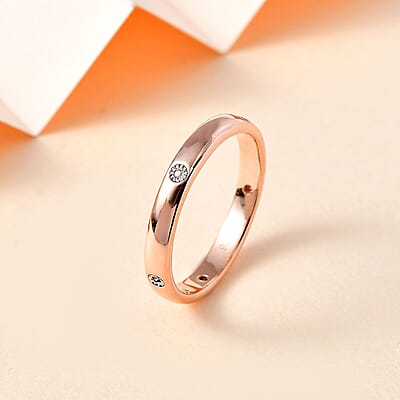 Diamond 0.10 ctw Ring in Vermeil Rose Gold Over Sterling Silver (Size 11.5)