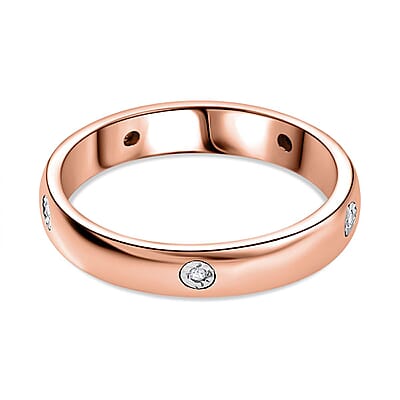 Diamond 0.10 ctw Ring in Vermeil Rose Gold Over Sterling Silver (Size 11.5)