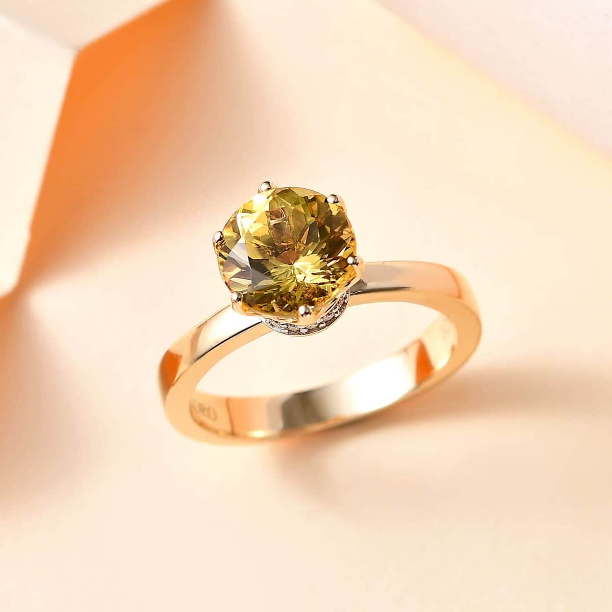 Luxoro 10K Yellow Gold Premium Brazilian Heliodor and G-H I2 Diamond Ring (Size 10.0) 2.00 ctw image number 1