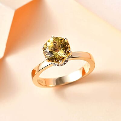 Luxoro 10K Yellow Gold Premium Brazilian Heliodor and G-H I2 Diamond Ring (Size 10.0) 2.00 ctw