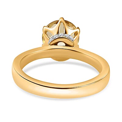 Luxoro 10K Yellow Gold Premium Brazilian Heliodor and G-H I2 Diamond Ring (Size 10.0) 2.00 ctw