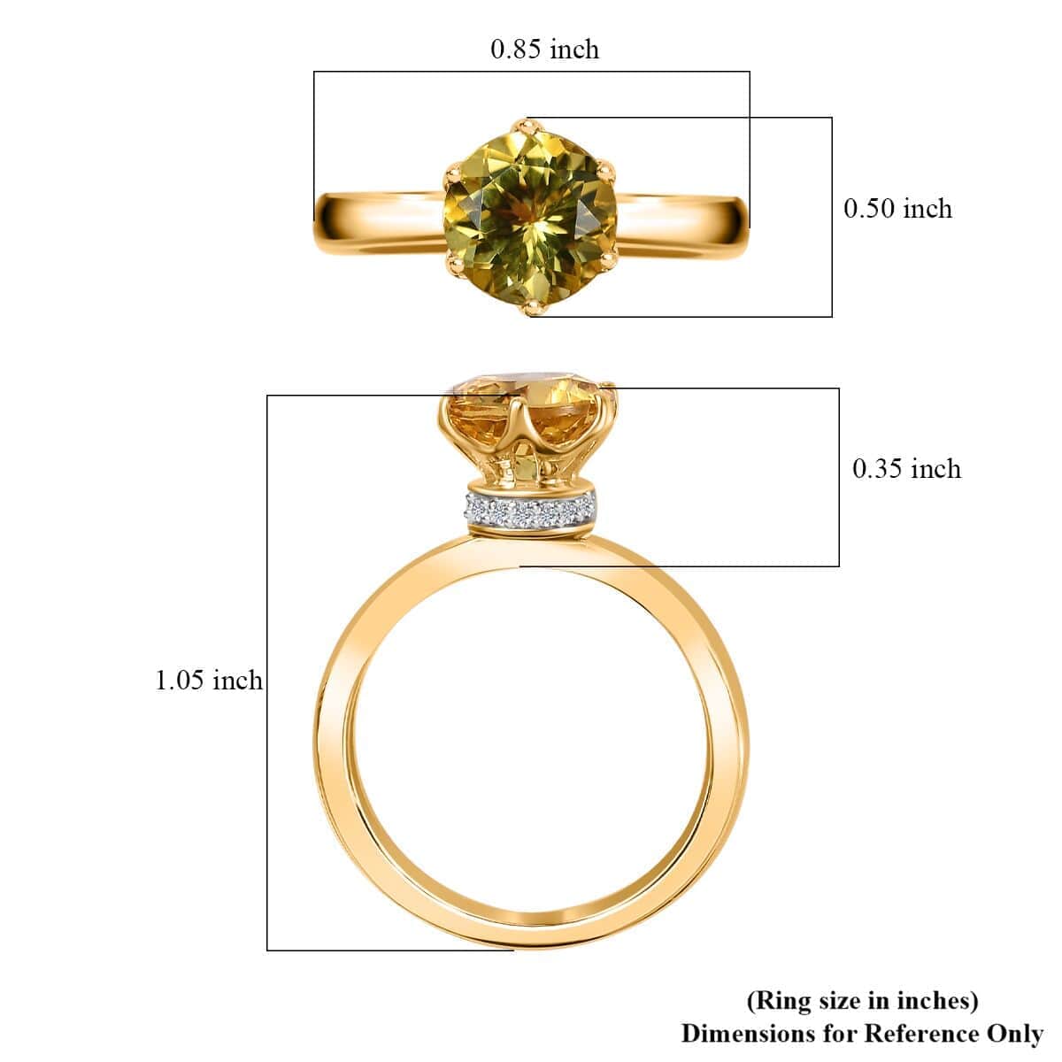 Luxoro 10K Yellow Gold Premium Brazilian Heliodor and G-H I2 Diamond Ring (Size 10.0) 2.00 ctw image number 5