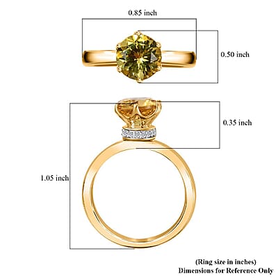Luxoro 10K Yellow Gold Premium Brazilian Heliodor and G-H I2 Diamond Ring (Size 10.0) 2.00 ctw