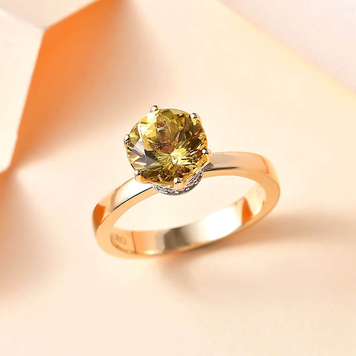Luxoro 10K Yellow Gold Premium Brazilian Heliodor and G-H I2 Diamond Ring (Size 10.5) 2.00 ctw image number 1