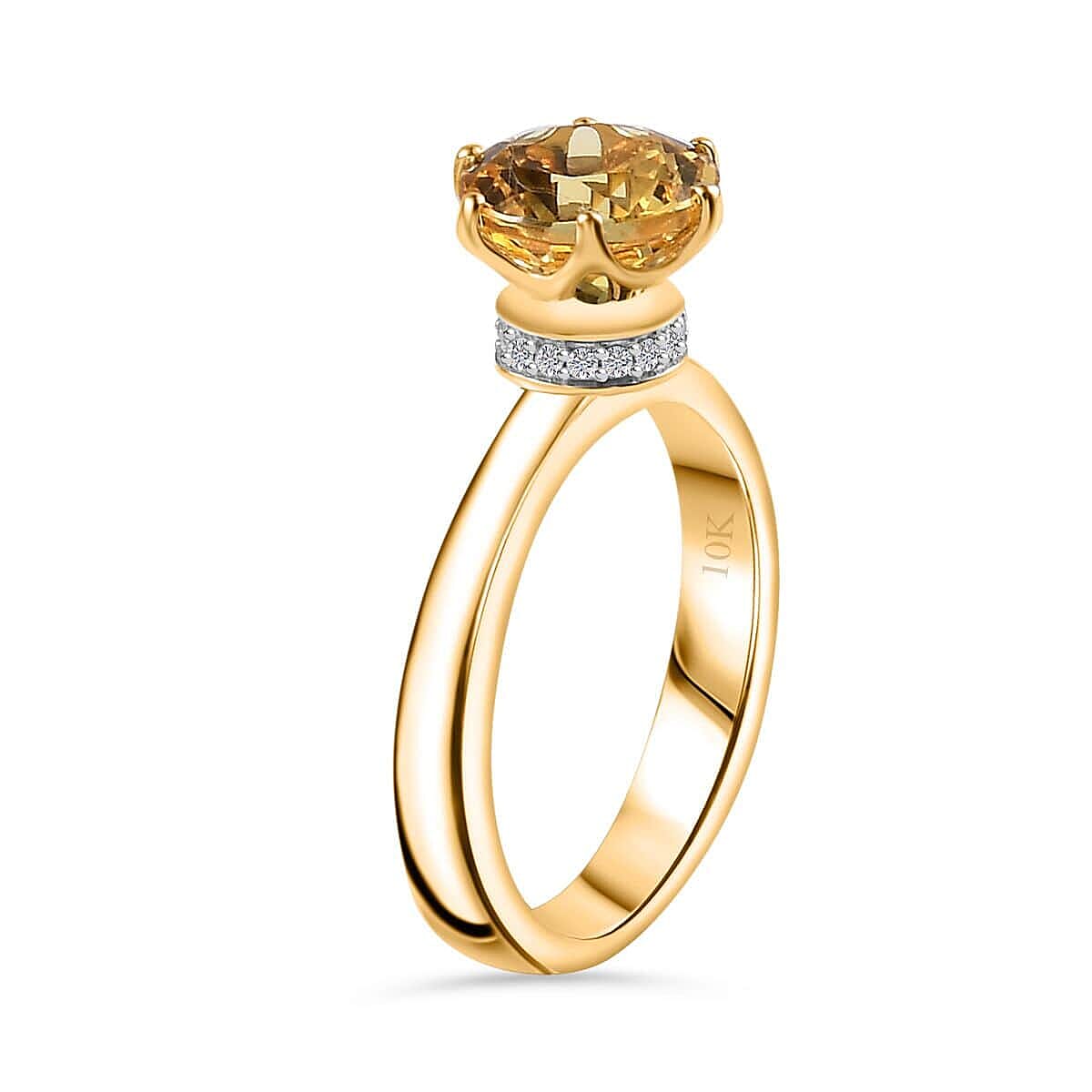 Luxoro 10K Yellow Gold Premium Brazilian Heliodor and G-H I2 Diamond Ring (Size 10.5) 2.00 ctw image number 3