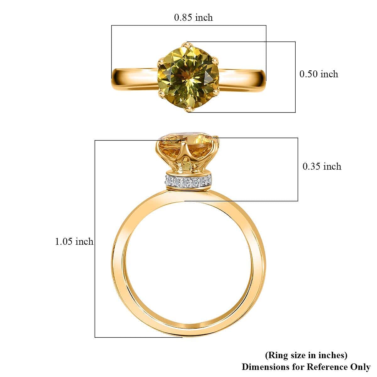 Luxoro 10K Yellow Gold Premium Brazilian Heliodor and G-H I2 Diamond Ring (Size 5.5) 2.00 ctw image number 5