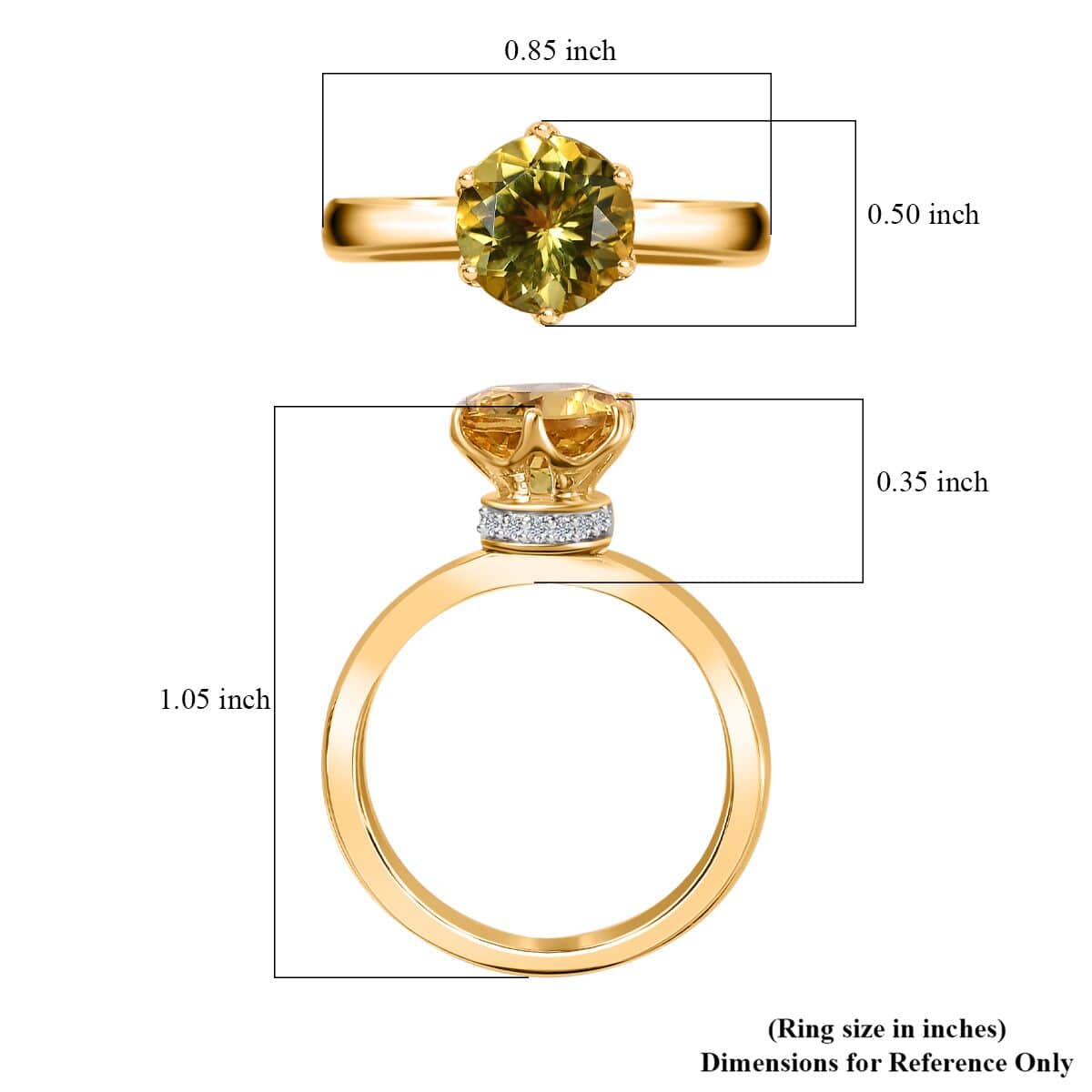 Luxoro 10K Yellow Gold Premium Brazilian Heliodor and G-H I2 Diamond Ring (Size 9.0) 2.00 ctw image number 5