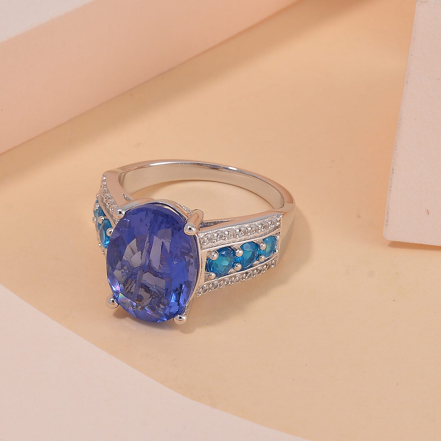Color Change Fluorite (IR) and Multi Gemstone Ring in Rhodium Over Sterling Silver (Size 10.0) 8.30 ctw