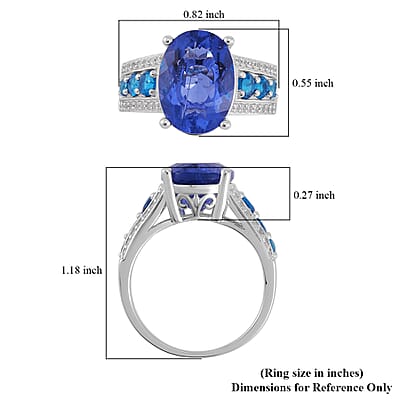 Color Change Fluorite (IR) and Multi Gemstone Ring in Rhodium Over Sterling Silver (Size 10.0) 8.30 ctw