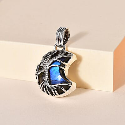 D'Joy Artisan Crafted Malagasy Labradorite Tree of Life Pendant without Chain in Sterling Silver 20.80 ctw