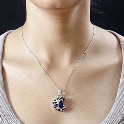 D'Joy Artisan Crafted Malagasy Labradorite Tree of Life Pendant without Chain in Sterling Silver 20.80 ctw