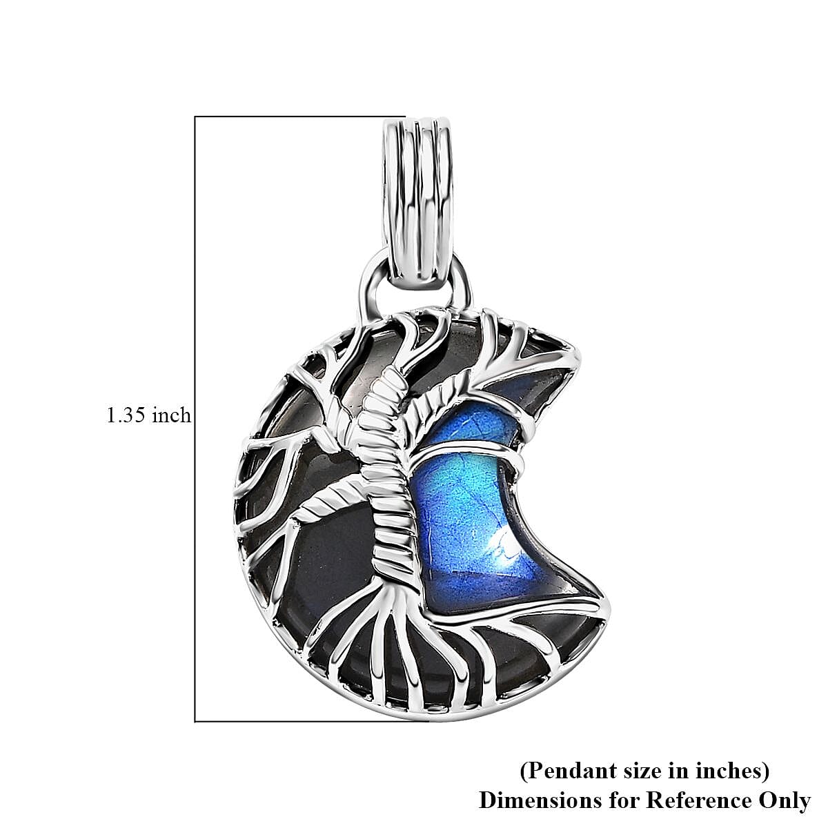 D'Joy Artisan Crafted Malagasy Labradorite Tree of Life Pendant without Chain in Sterling Silver 20.80 ctw