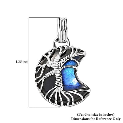 D'Joy Artisan Crafted Malagasy Labradorite Tree of Life Pendant without Chain in Sterling Silver 20.80 ctw