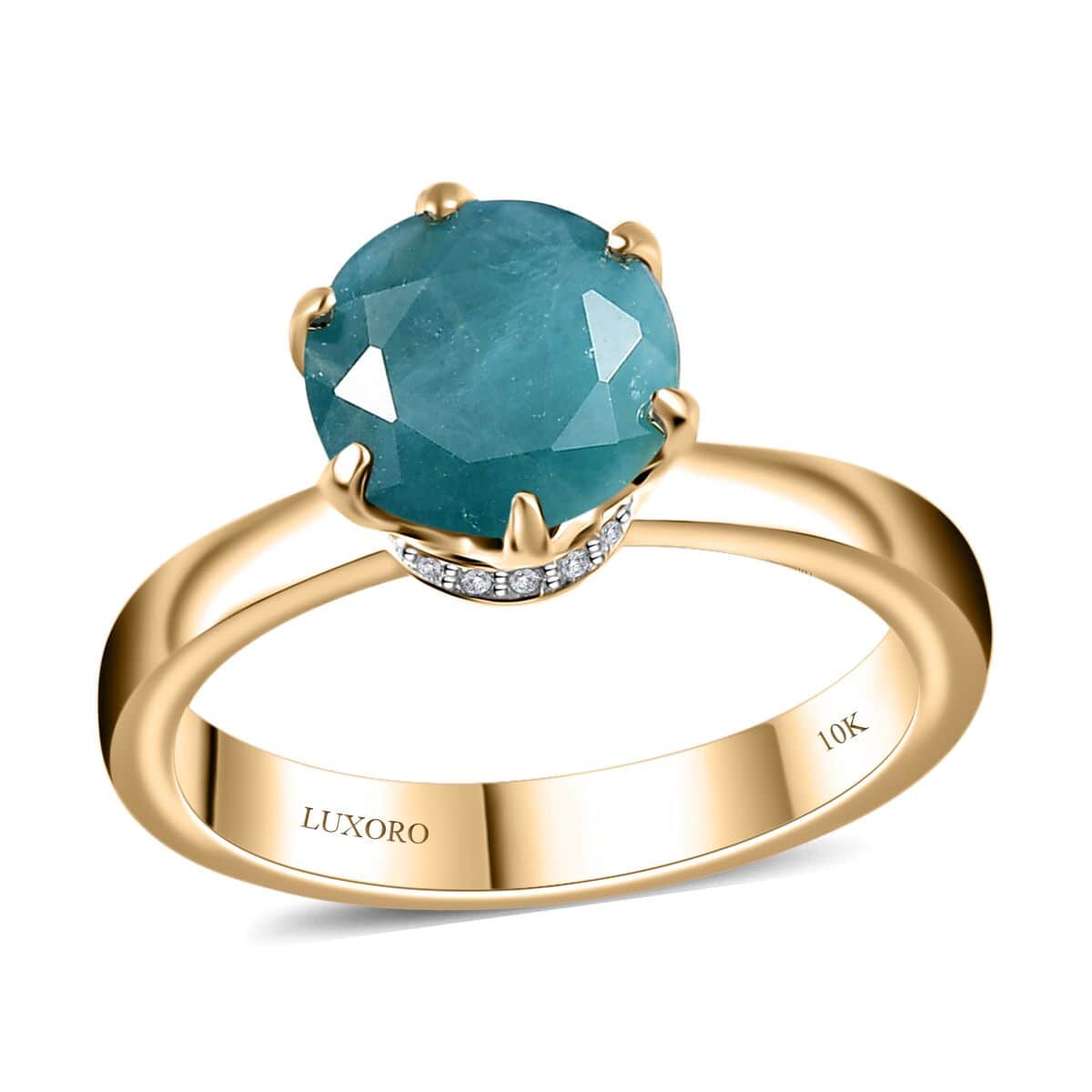 Luxoro 10K Yellow Gold Premium Grandidierite and G-H I2 Diamond Ring (Size 7.0) 2.25 ctw image number 0