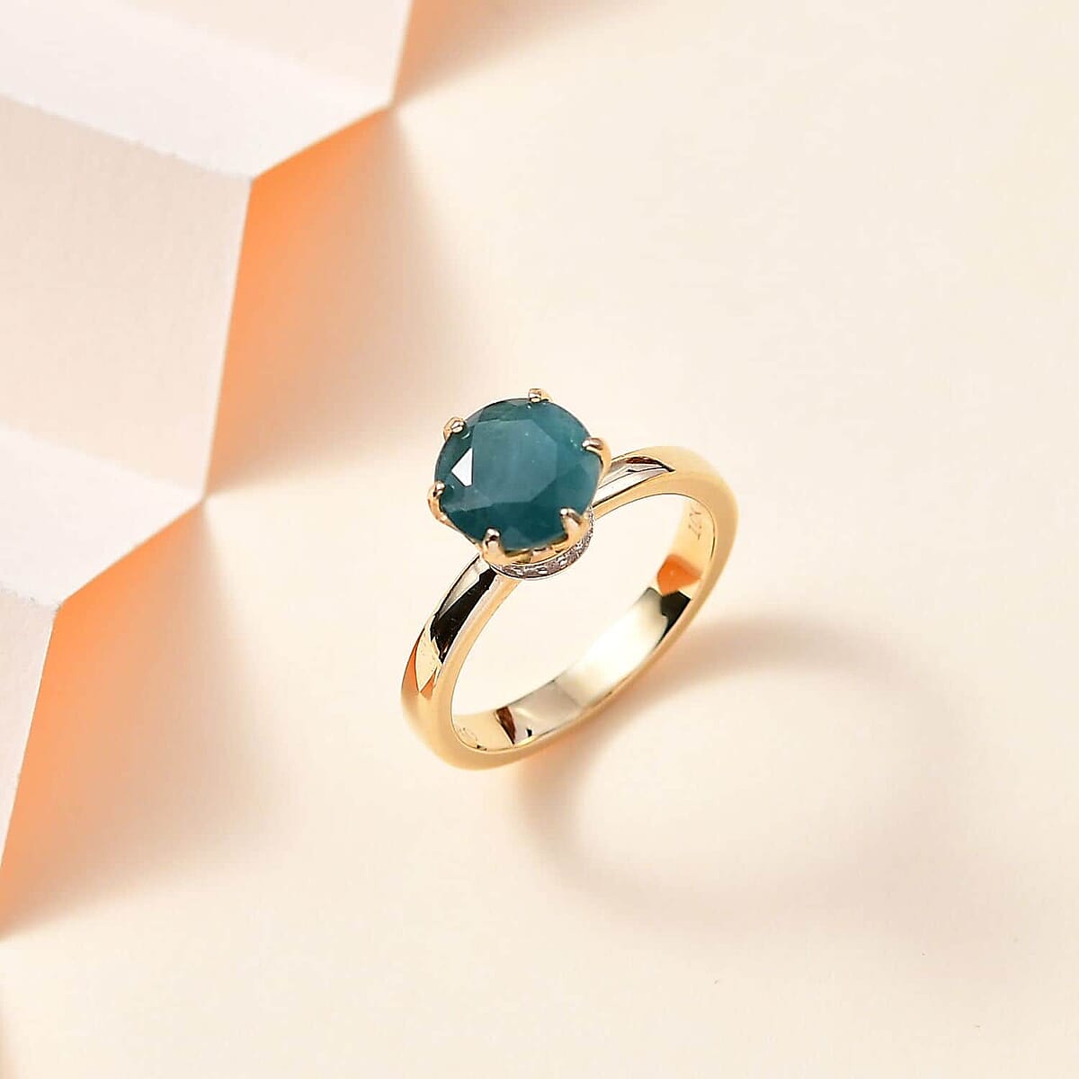 Luxoro 10K Yellow Gold Premium Grandidierite and G-H I2 Diamond Ring (Size 9.0) 2.25 ctw image number 1