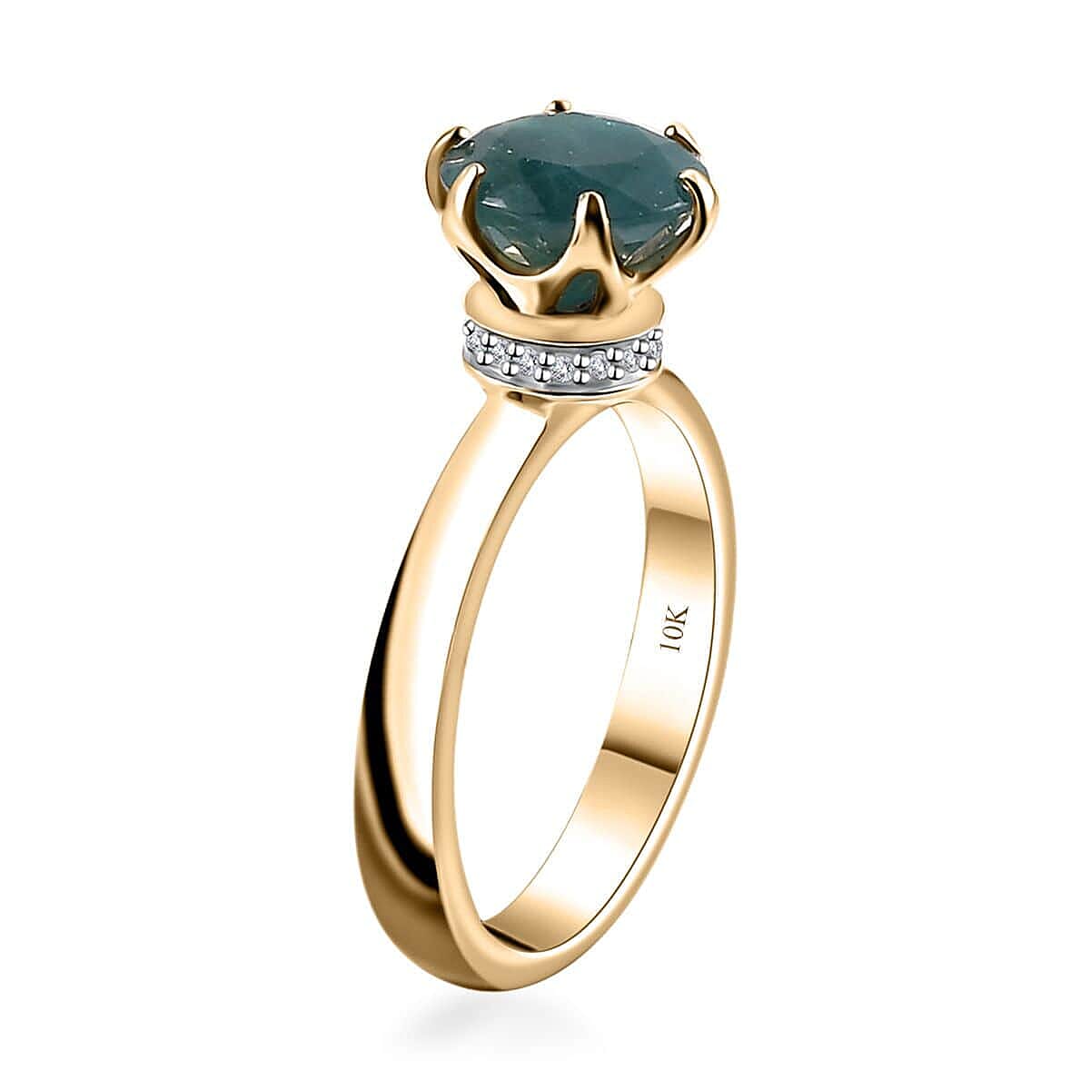 Luxoro 10K Yellow Gold Premium Grandidierite and G-H I2 Diamond Ring (Size 9.0) 2.25 ctw image number 3