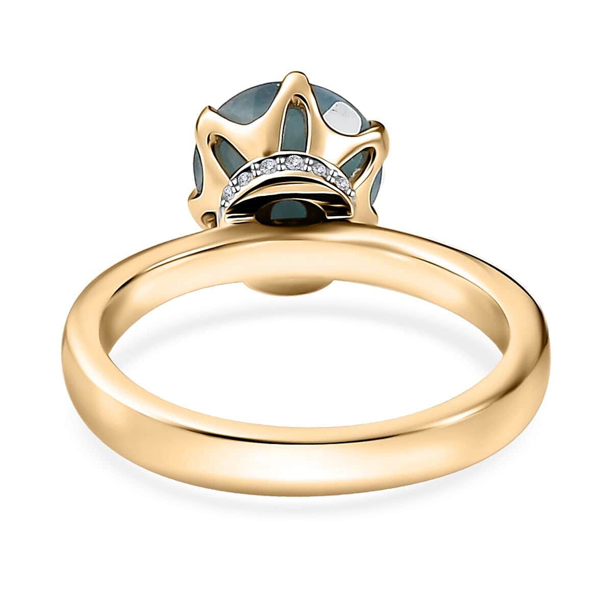 Luxoro 10K Yellow Gold Premium Grandidierite and G-H I2 Diamond Ring (Size 9.0) 2.25 ctw image number 4