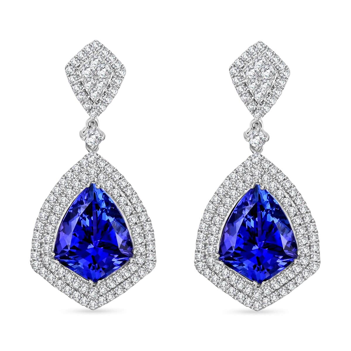Chairman Vault Collection Certified & Appraised Rhapsody 950 Platinum AAAA Tanzanite and E-F VS Diamond Earrings 18.30 Grams 17.45 ctw image number 0