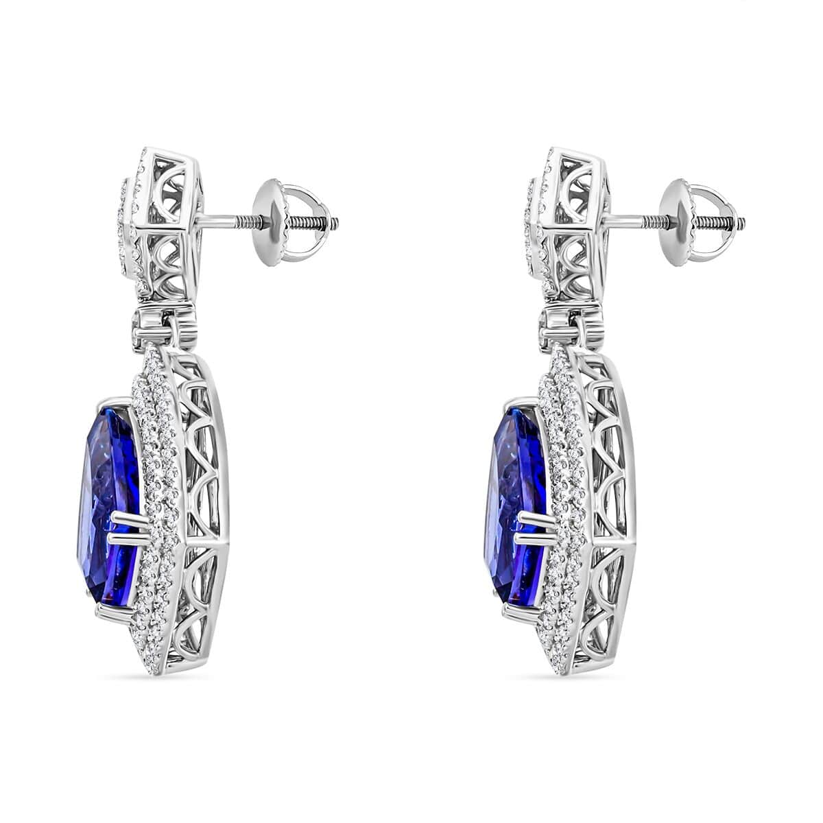 Chairman Vault Collection Certified & Appraised Rhapsody 950 Platinum AAAA Tanzanite and E-F VS Diamond Earrings 18.30 Grams 17.45 ctw image number 3