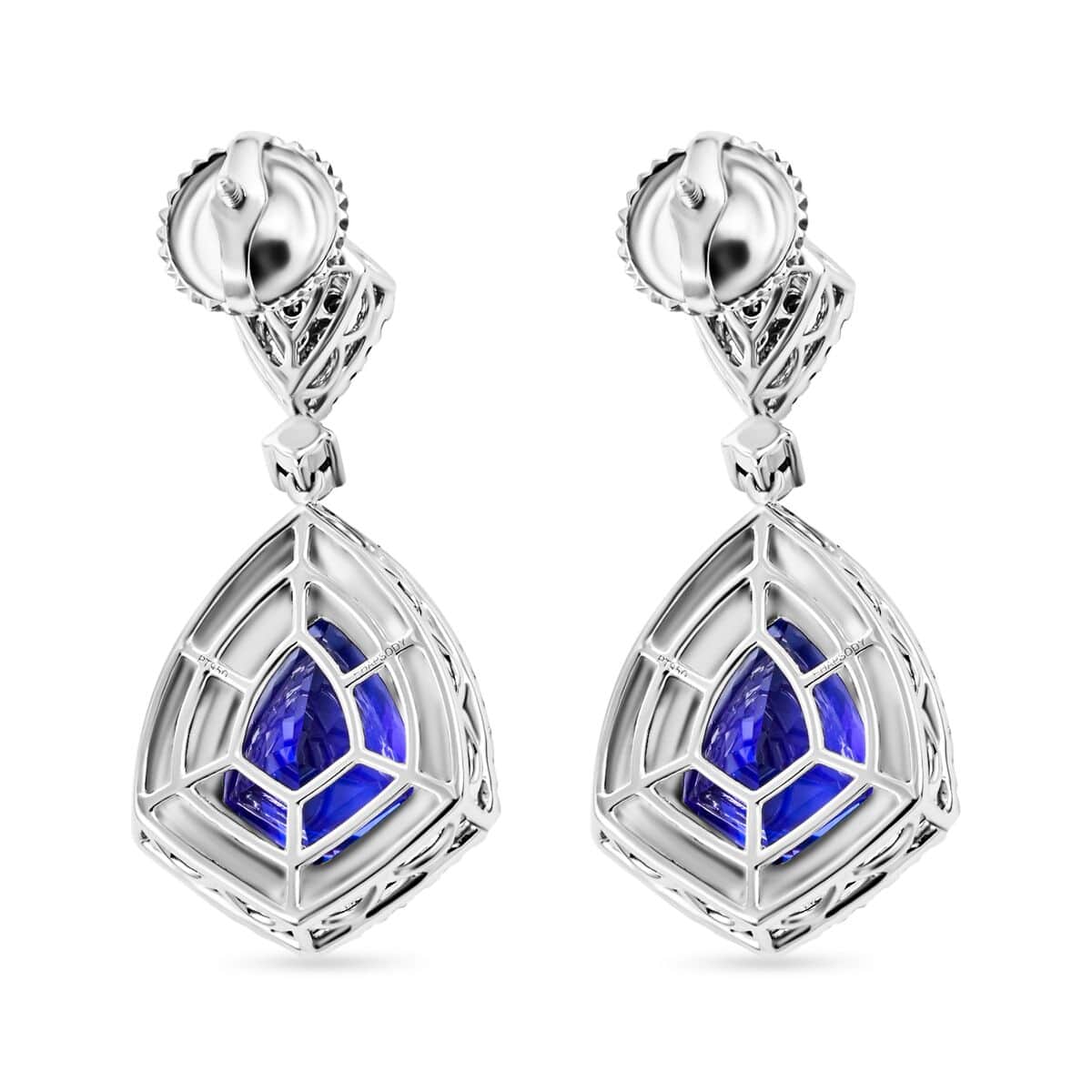 Chairman Vault Collection Certified & Appraised Rhapsody 950 Platinum AAAA Tanzanite and E-F VS Diamond Earrings 18.30 Grams 17.45 ctw image number 4