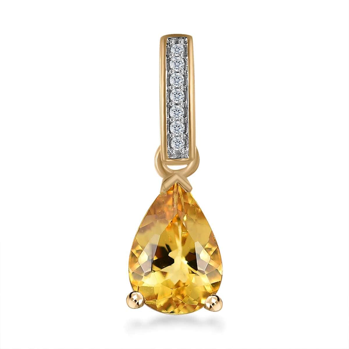 Luxoro 10K Yellow Gold Premium Brazilian Heliodor and G-H I2 Diamond Accent Drop Pendant 1.15 ctw image number 0