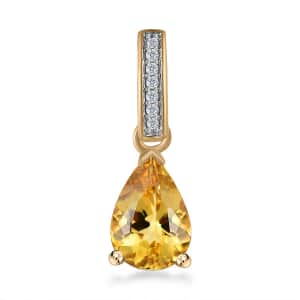 Luxoro 10K Yellow Gold Premium Brazilian Heliodor and G-H I2 Diamond Accent Drop Pendant 1.15 ctw