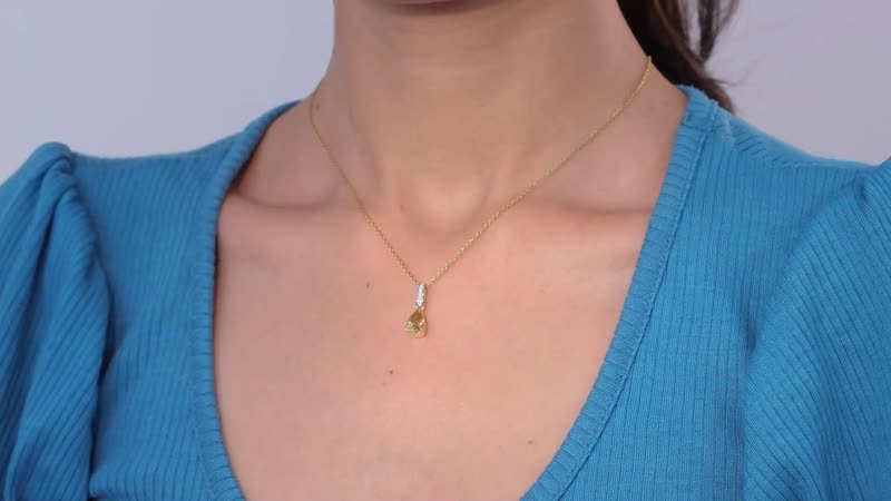 Luxoro 10K Yellow Gold Premium Brazilian Heliodor and G-H I2 Diamond Accent Drop Pendant without Chain 1.15 ctw