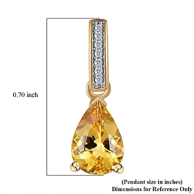 Luxoro 10K Yellow Gold Premium Brazilian Heliodor and G-H I2 Diamond Accent Drop Pendant without Chain 1.15 ctw