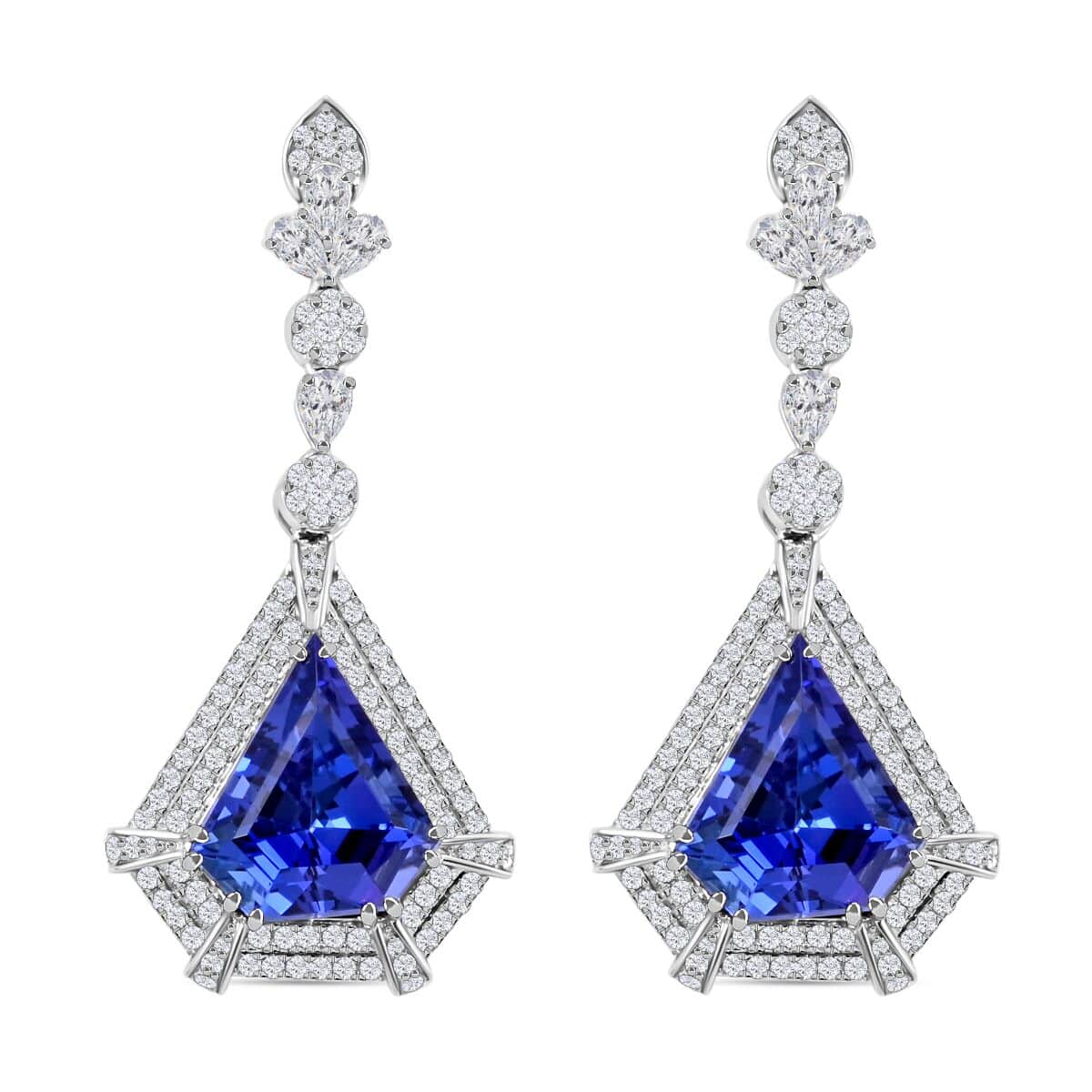Chairman Vault Collection Certified & Appraised Rhapsody 950 Platinum AAAA Tanzanite and E-F VS Diamond Earrings 23.30 Grams 16.35 ctw image number 0