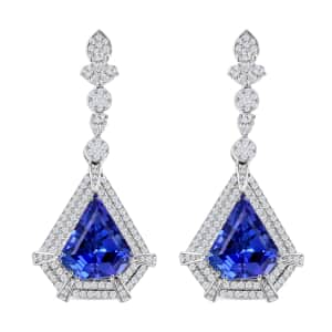 Chairman Vault Collection Certified & Appraised Rhapsody 950 Platinum AAAA Tanzanite and E-F VS Diamond Earrings 23.30 Grams 16.35 ctw