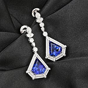 Chairman Vault Collection Certified & Appraised Rhapsody 950 Platinum AAAA Tanzanite and E-F VS Diamond Earrings 23.30 Grams 16.35 ctw