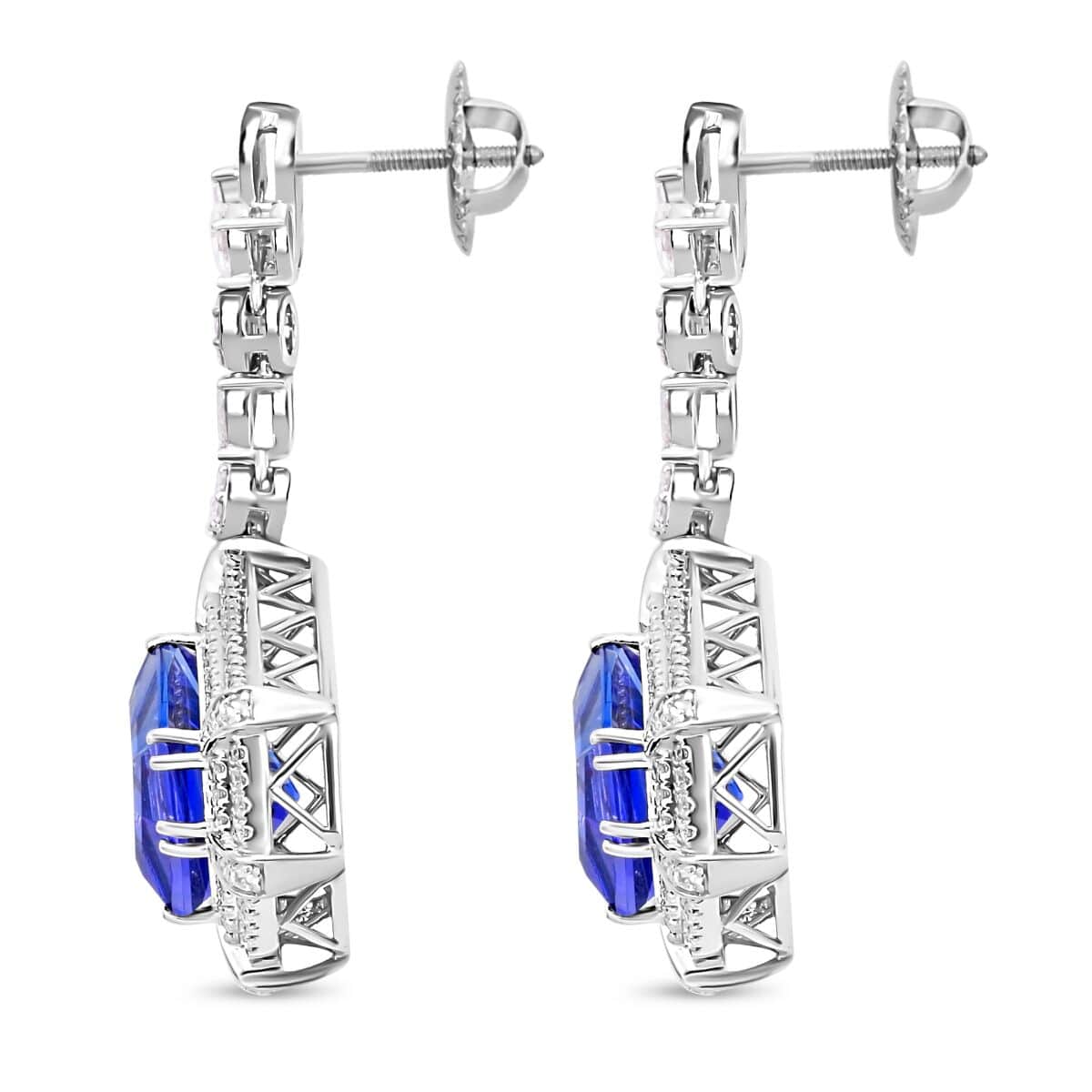Chairman Vault Collection Certified & Appraised Rhapsody 950 Platinum AAAA Tanzanite and E-F VS Diamond Earrings 23.30 Grams 16.35 ctw image number 3