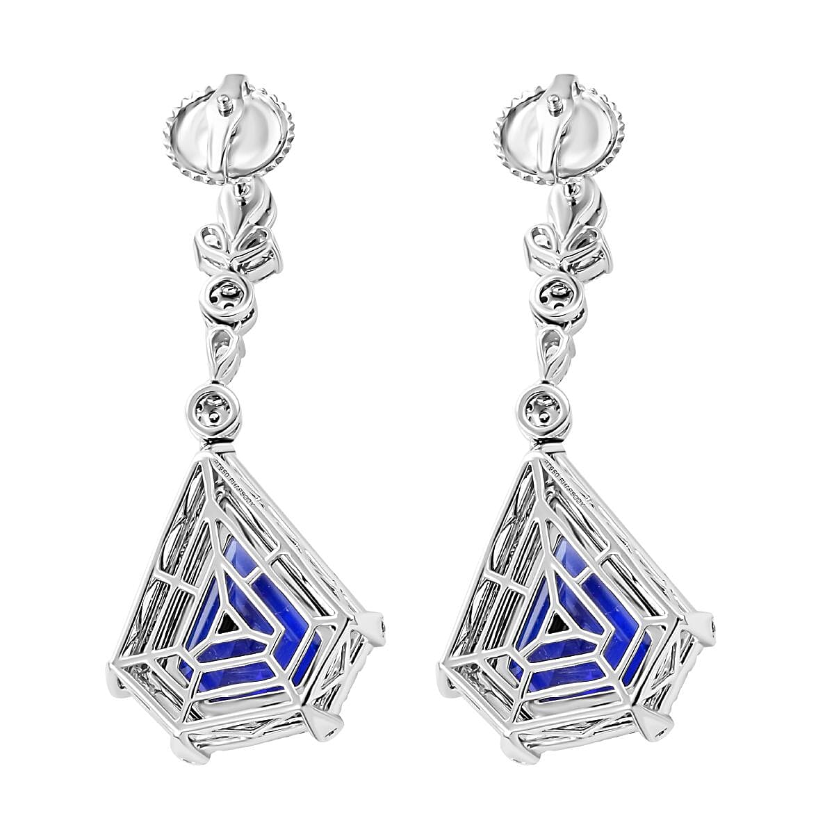 Chairman Vault Collection Certified & Appraised Rhapsody 950 Platinum AAAA Tanzanite and E-F VS Diamond Earrings 23.30 Grams 16.35 ctw