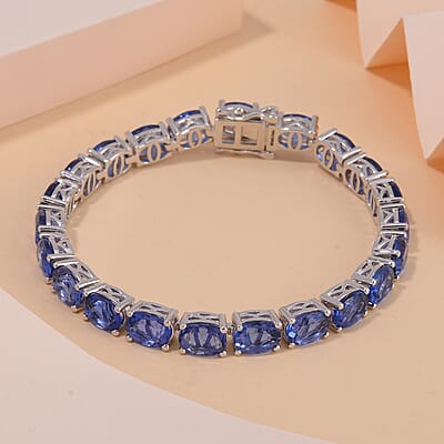 Color Change Fluorite (IR) Tennis Bracelet in Rhodium Over Sterling Silver (7.25 In) 33.50 ctw