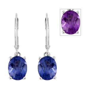 Color Change Fluorite (IR) Lever Back Earrings in Rhodium Over Sterling Silver 4.25 ctw