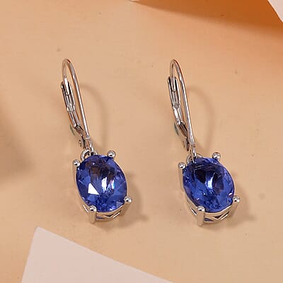 Color Change Fluorite (IR) Lever Back Earrings in Rhodium Over Sterling Silver 4.25 ctw