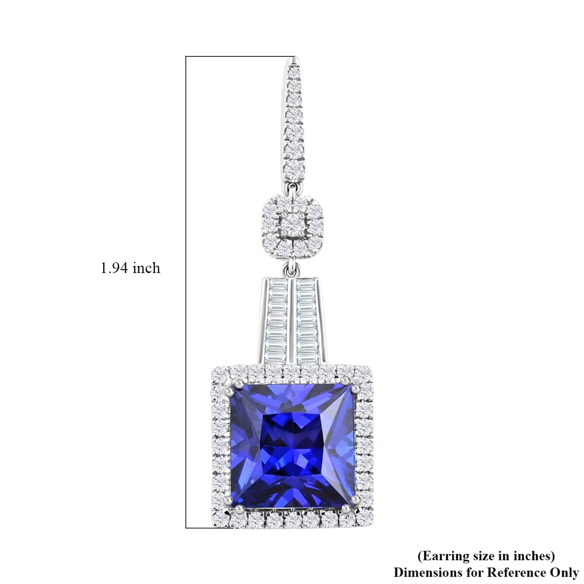 Chairman Vault Collection Certified & Appraised Rhapsody 950 Platinum Princess Cut AAAA Tanzanite and E-F VS Diamond Dangle Earrings 20.80 Grams 24.05 ctw image number 4