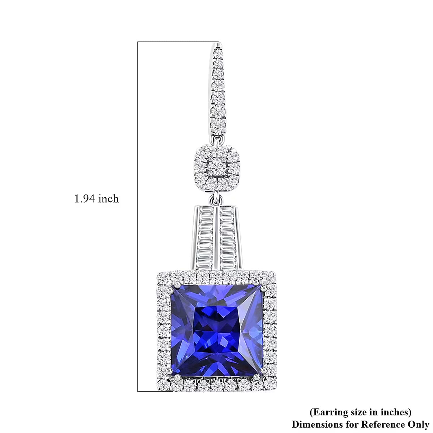 Chairman Vault Collection Certified & Appraised Rhapsody 950 Platinum Princess Cut AAAA Tanzanite and E-F VS Diamond Dangle Earrings 20.80 Grams 24.05 ctw