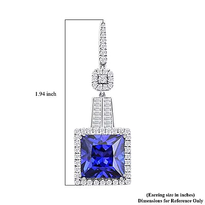 Chairman Vault Collection Certified & Appraised Rhapsody 950 Platinum Princess Cut AAAA Tanzanite and E-F VS Diamond Dangle Earrings 20.80 Grams 24.05 ctw
