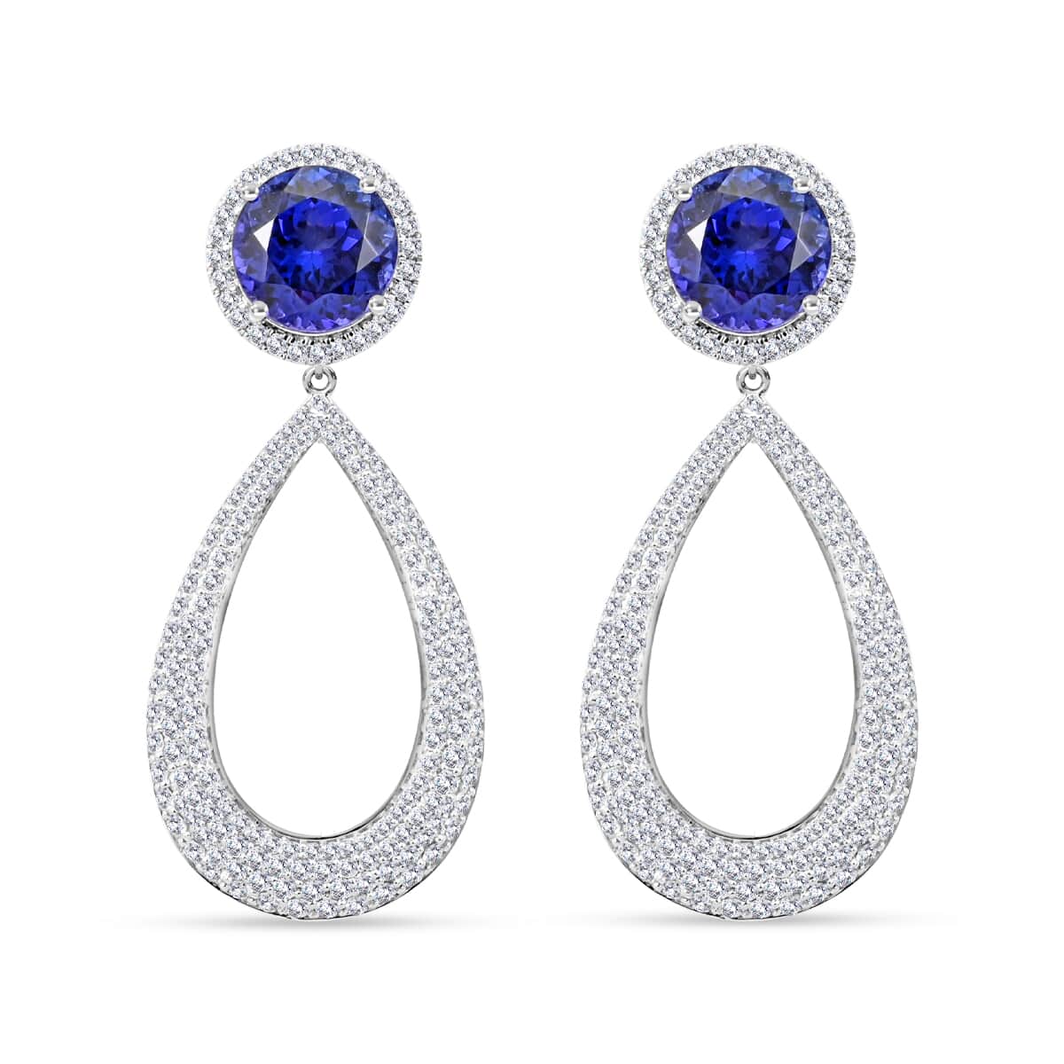 Chairman Vault Collection Certified & Appraised Rhapsody 950 Platinum AAAA Tanzanite and E-F VS Diamond Earrings 24.30 Grams 18.65 ctw image number 0