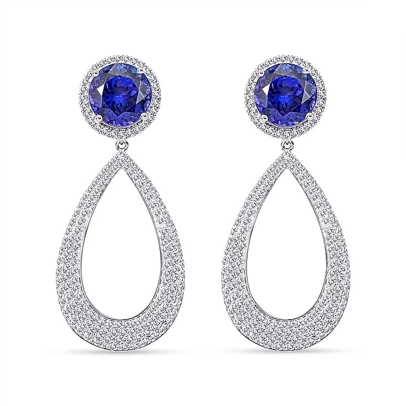 Chairman Vault Collection Certified & Appraised Rhapsody 950 Platinum AAAA Tanzanite and E-F VS Diamond Earrings 24.30 Grams 18.65 ctw